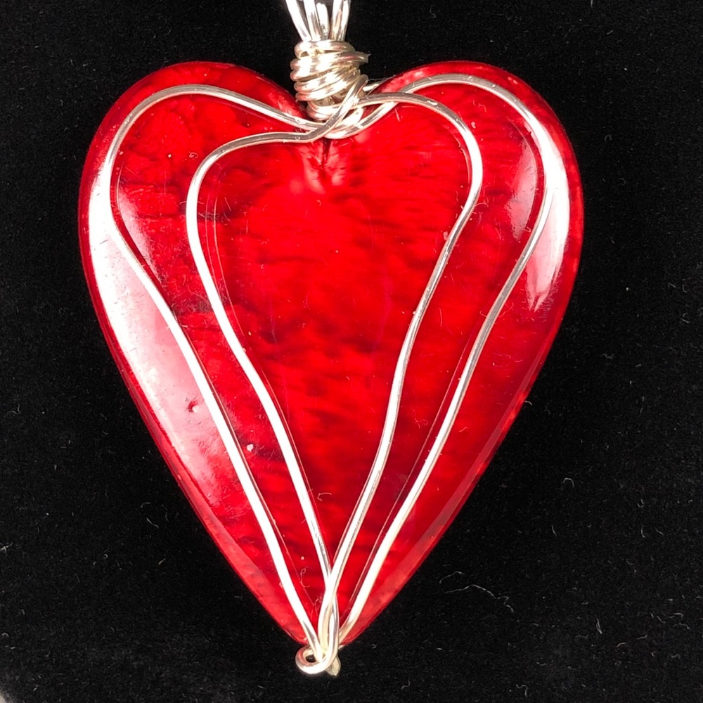 Hand Made Heart and Wire Pendant (Reversible)